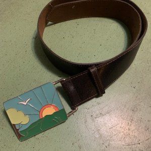 Retro Look belt with enamel buckle